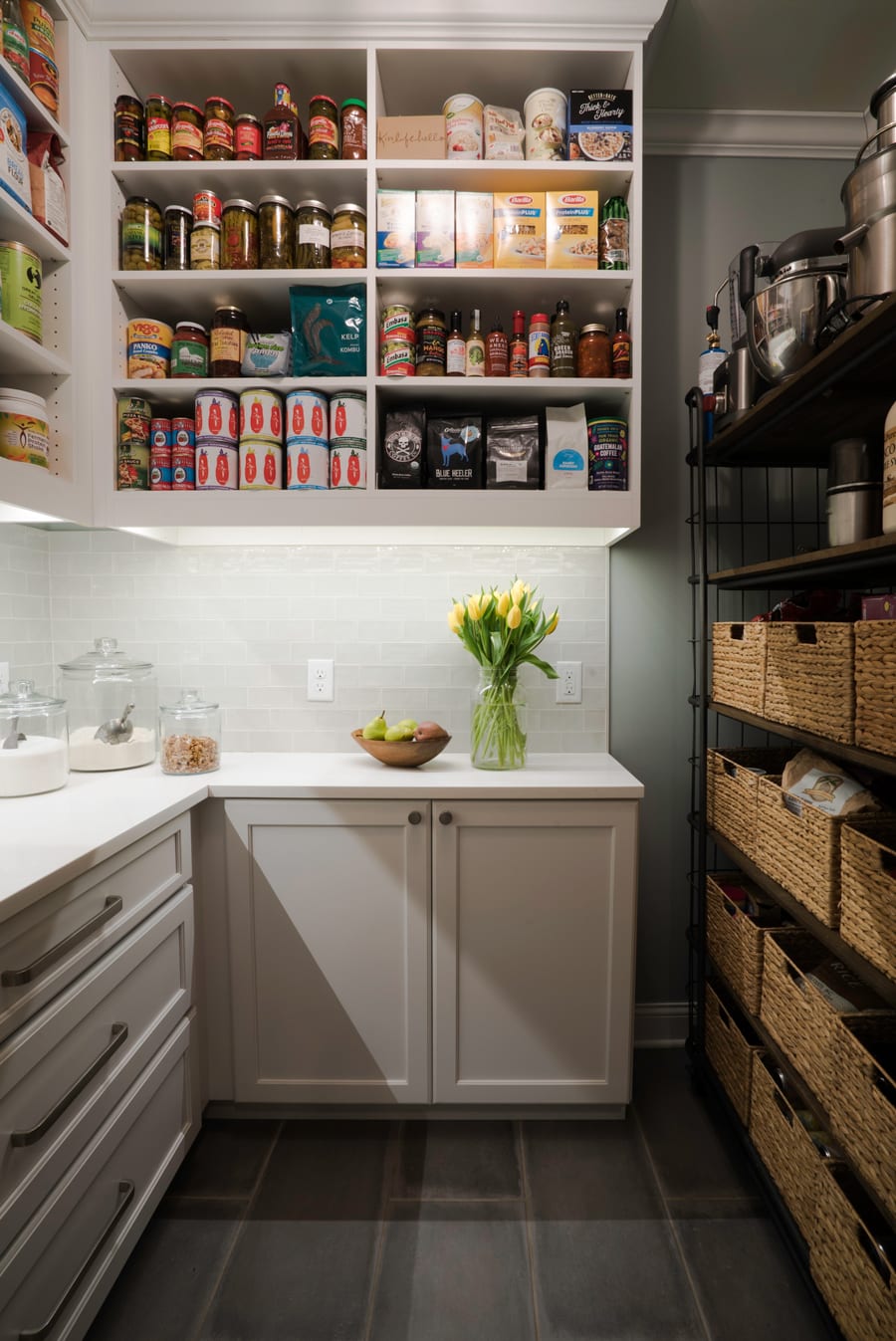 Kitchen Pantry remodel with open shelves