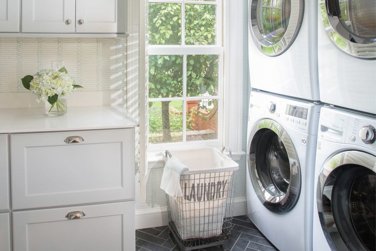 natural light streaming into a bright and airy laundry room