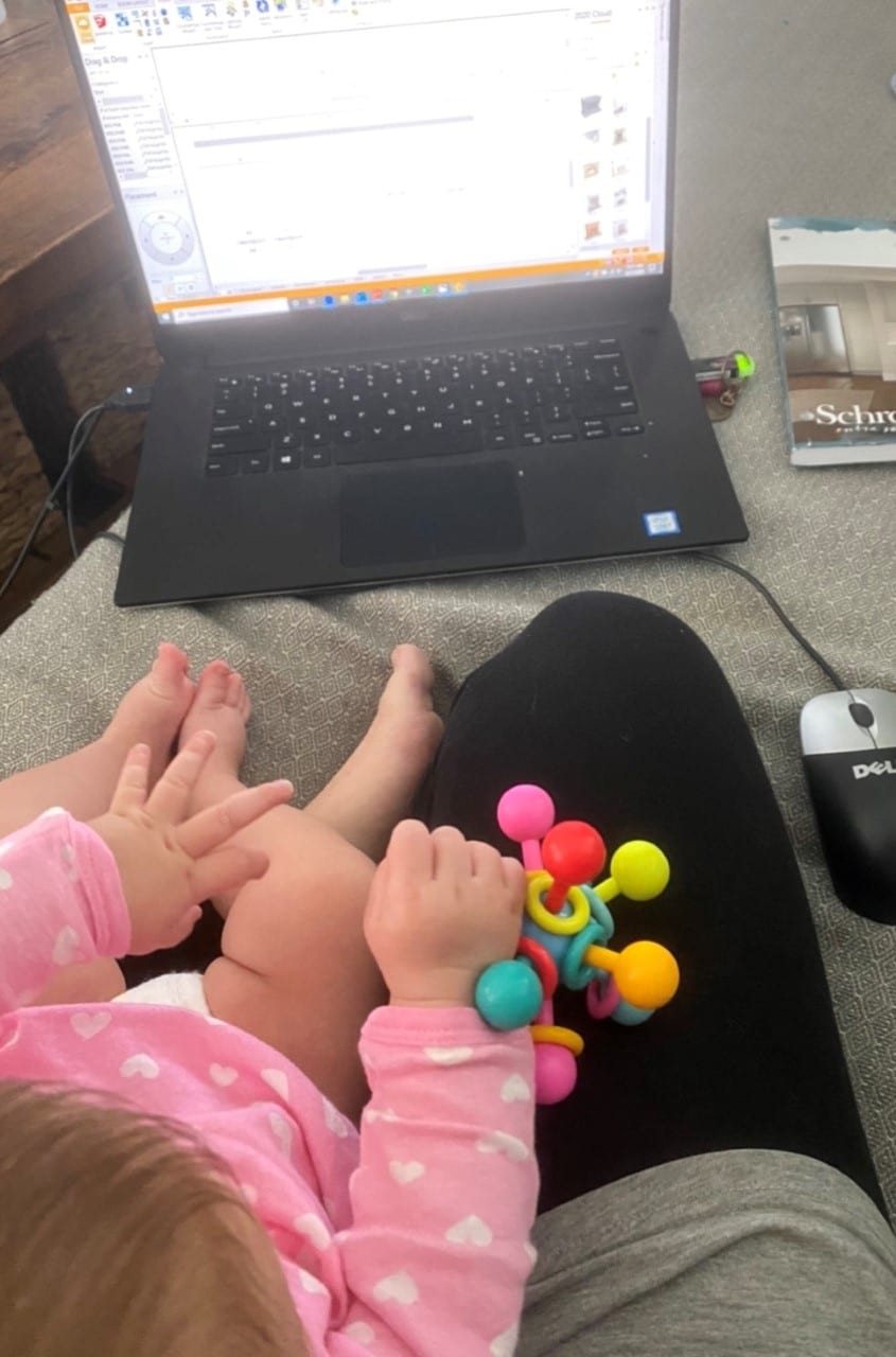 Baby Hazel working with her mom