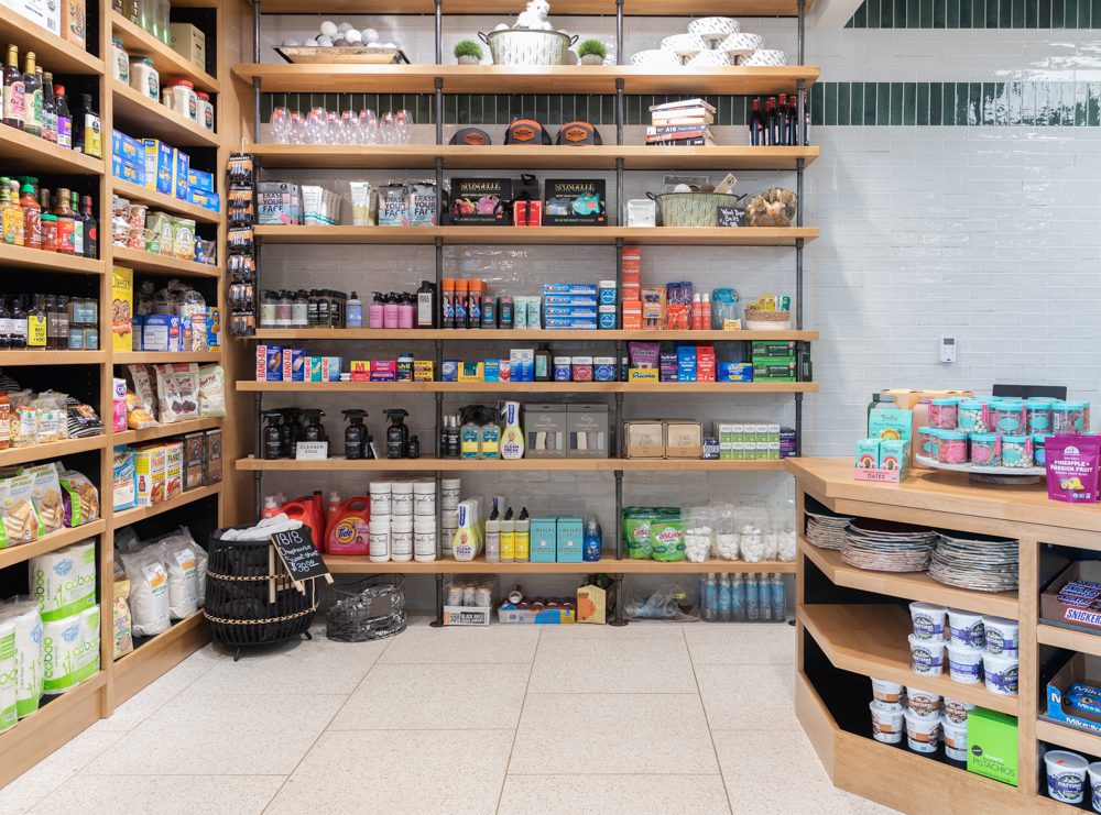 convenience store with open shelving