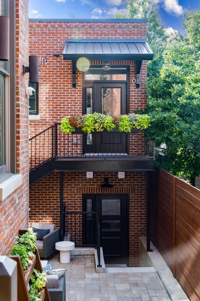 entry ways of a brick townhouse