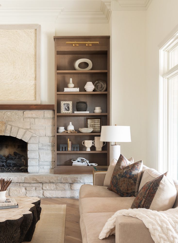 minimalistic beige living room with neutral decor
