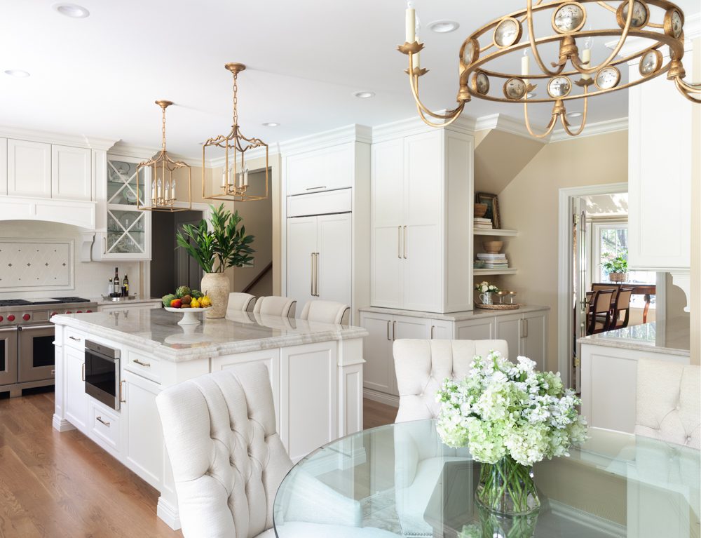 bright and airy kitchen with gold accents