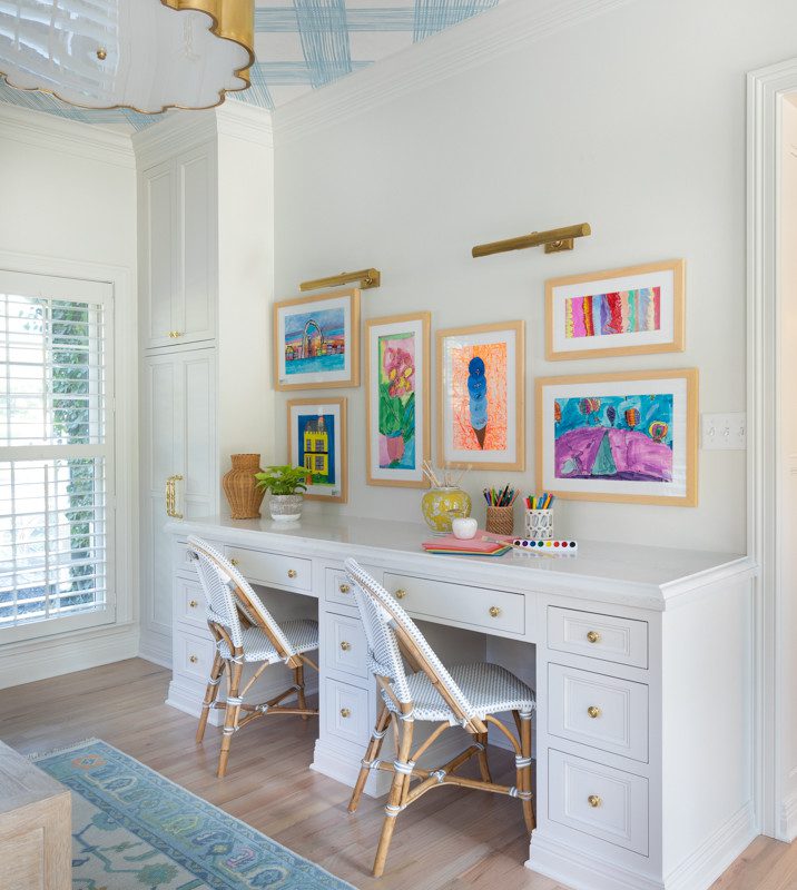 a children's art table in a bright and airy room
