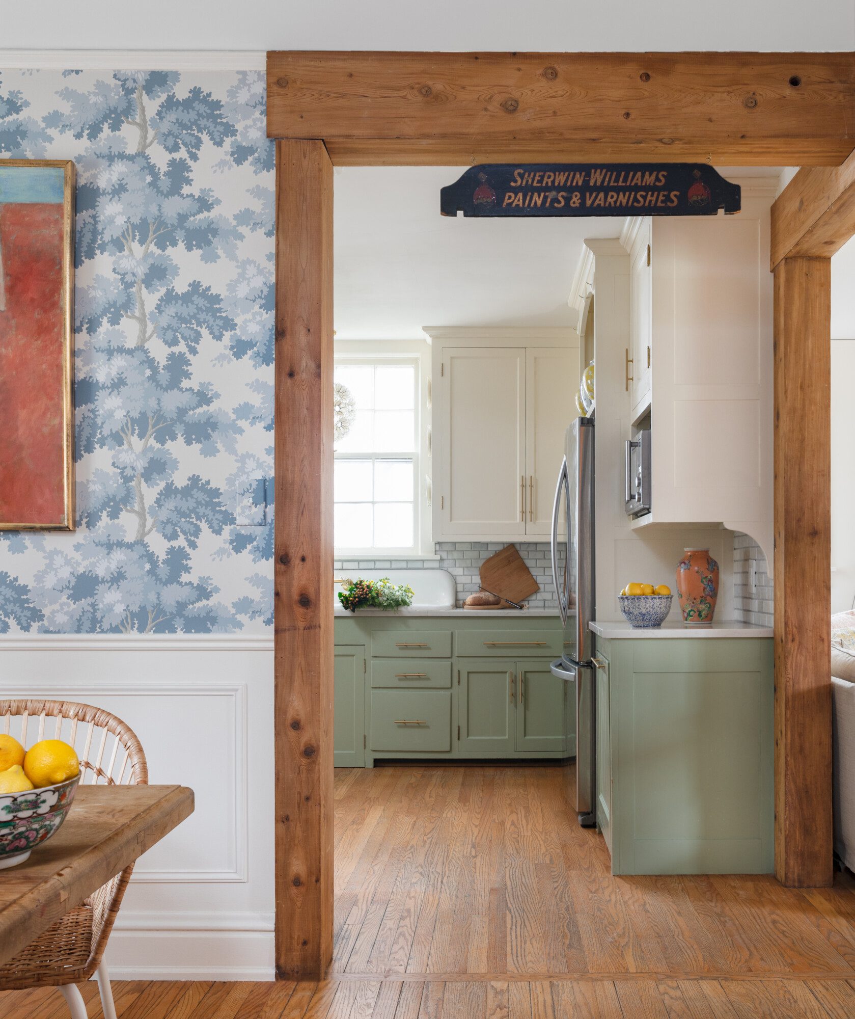 doorway that leads into a bright kitchen