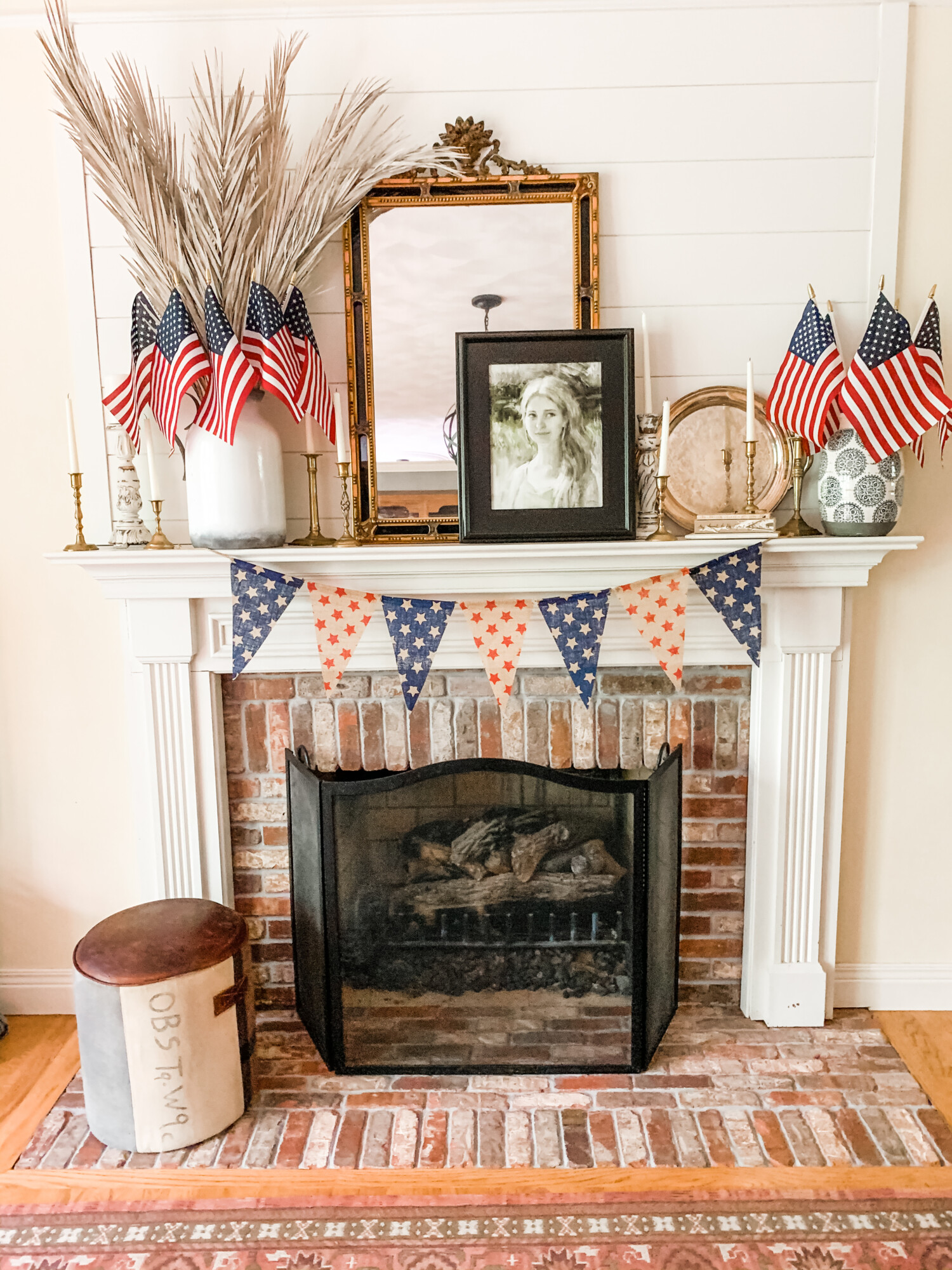 Red, white and blue mantle design by Karr Bick Kitchen and Bath.