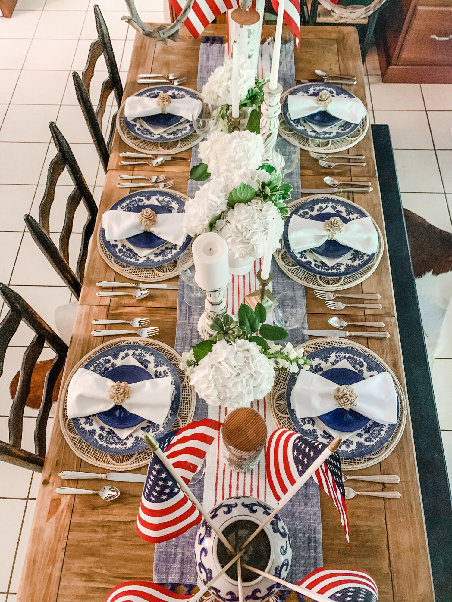 Patriotic tablescape by Karr Bick