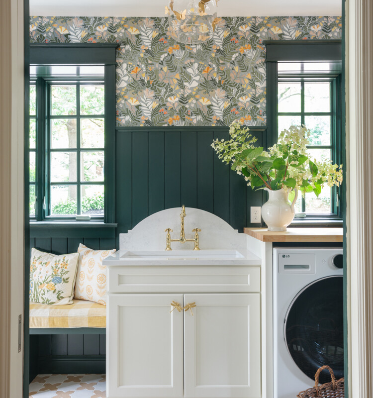 butterflies and blooms laundry room