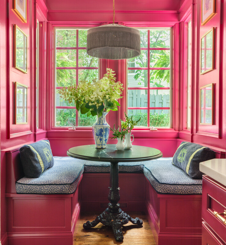 bright pink dining nook