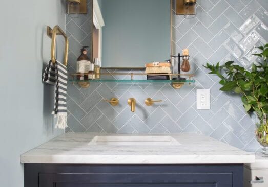 Herringbone tile in bathroom Herringbone tile in bathroom