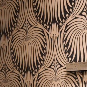 close up of grey and cream patterned wallpaper