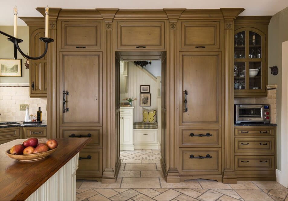 the Rausch home kirkwood missouri historic home st louis renovation (3) This historic home is the ultimate renovation. The open kitchen is perfect for gatherings and masterpieces that the kids wipe up. Details such as the distressed cabinetry, the ripple design wrapped around the island, and the hanging chandelier make the space #NothingOrdinary.